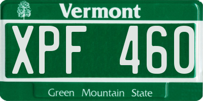 VT license plate XPF460