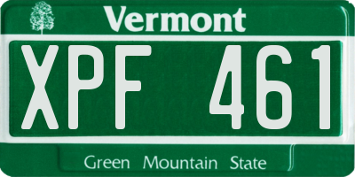 VT license plate XPF461