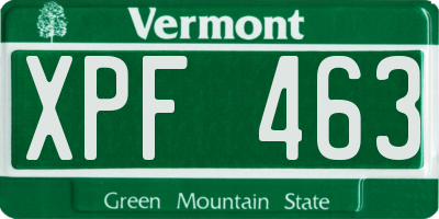 VT license plate XPF463