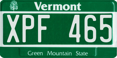 VT license plate XPF465