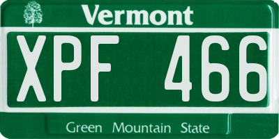 VT license plate XPF466