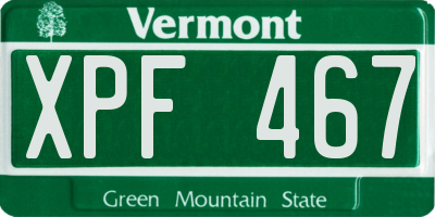 VT license plate XPF467