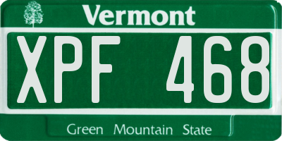 VT license plate XPF468