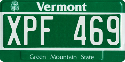 VT license plate XPF469