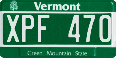 VT license plate XPF470