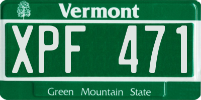VT license plate XPF471