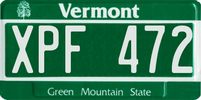 VT license plate XPF472