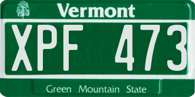 VT license plate XPF473