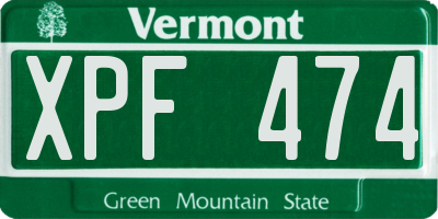 VT license plate XPF474