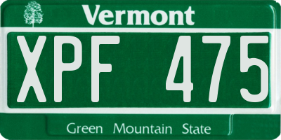 VT license plate XPF475