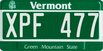 VT license plate XPF477