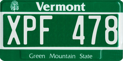 VT license plate XPF478