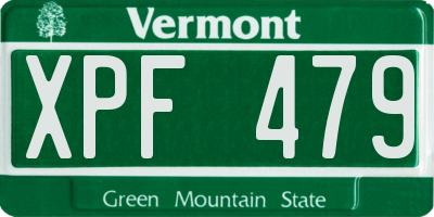 VT license plate XPF479