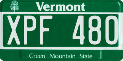 VT license plate XPF480