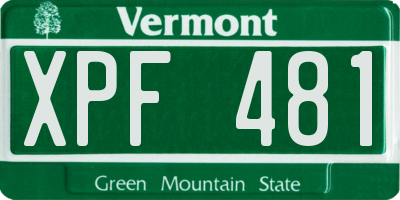 VT license plate XPF481