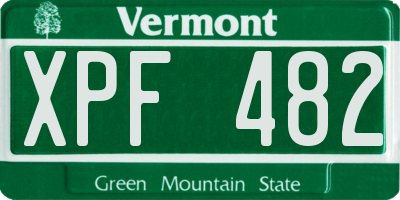 VT license plate XPF482