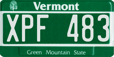 VT license plate XPF483