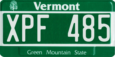 VT license plate XPF485