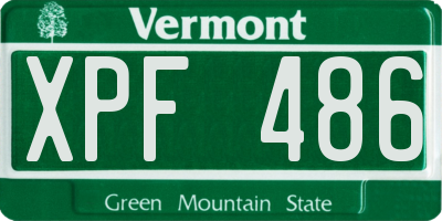 VT license plate XPF486
