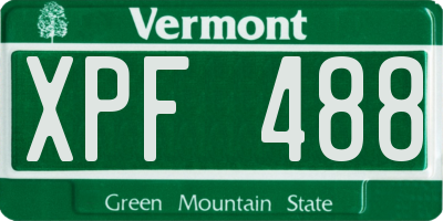VT license plate XPF488