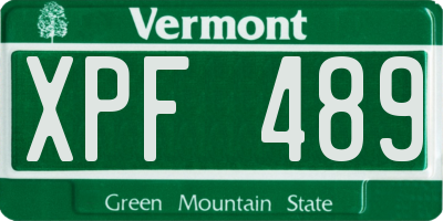VT license plate XPF489