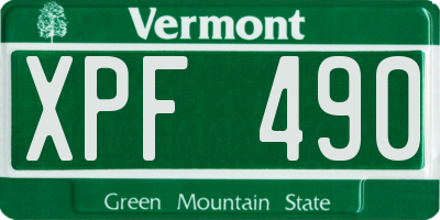 VT license plate XPF490