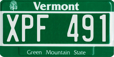 VT license plate XPF491