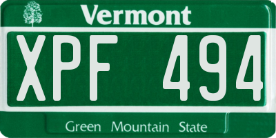 VT license plate XPF494