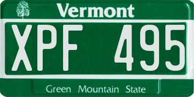 VT license plate XPF495