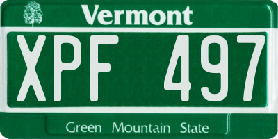 VT license plate XPF497