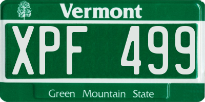 VT license plate XPF499