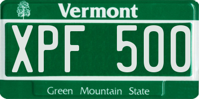 VT license plate XPF500