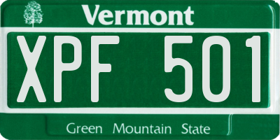 VT license plate XPF501