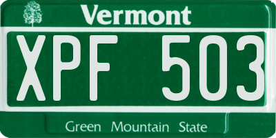 VT license plate XPF503