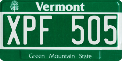 VT license plate XPF505