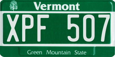 VT license plate XPF507