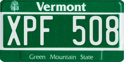 VT license plate XPF508