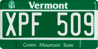 VT license plate XPF509