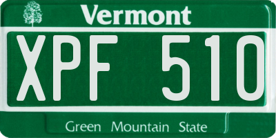 VT license plate XPF510