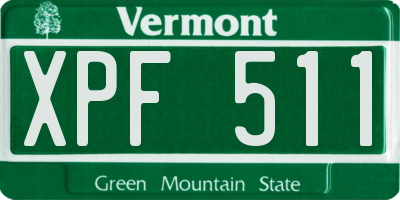 VT license plate XPF511