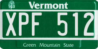 VT license plate XPF512