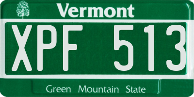 VT license plate XPF513