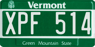 VT license plate XPF514