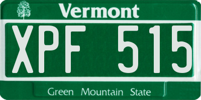 VT license plate XPF515