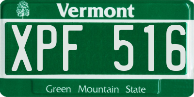 VT license plate XPF516