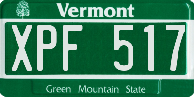 VT license plate XPF517