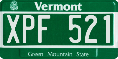VT license plate XPF521