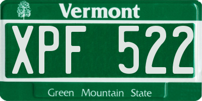 VT license plate XPF522