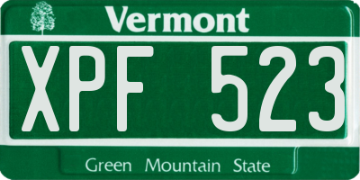 VT license plate XPF523
