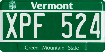 VT license plate XPF524